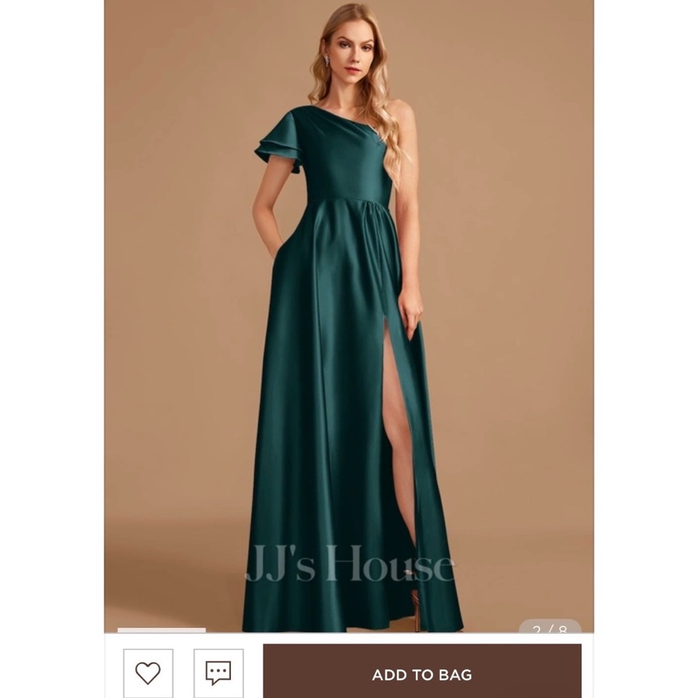 Teal One-Shoulder Gown